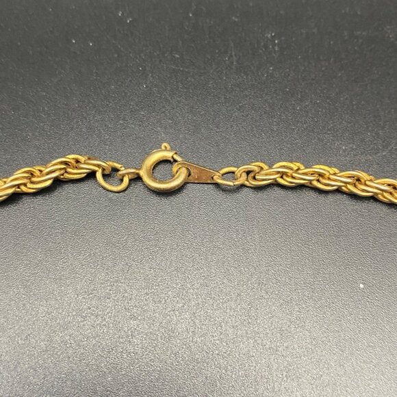 Vintage Button Pendant Necklace Rope Chain 20" Gold Tone Filigree Victorian Styl - Picture 3 of 5